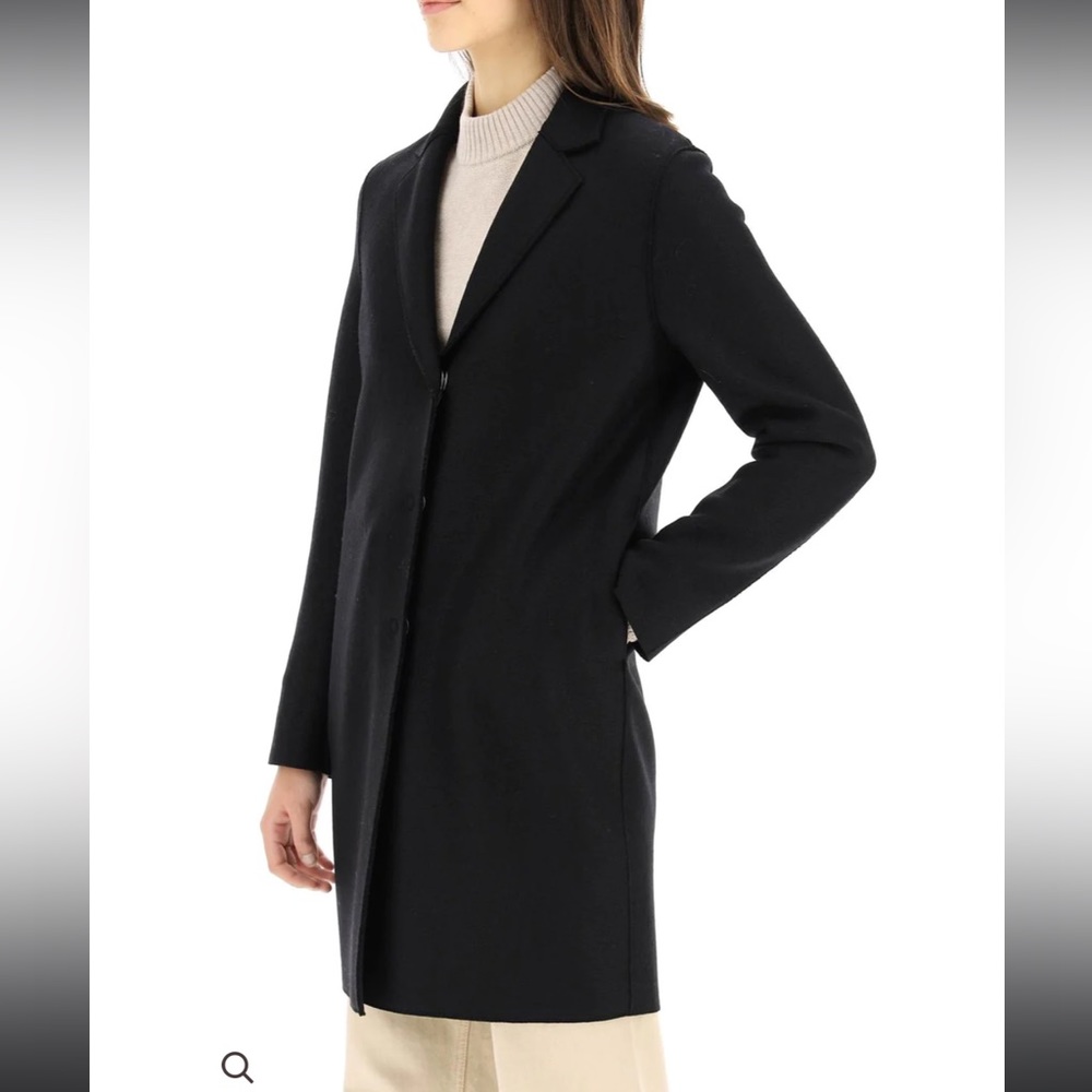 HARRIS WHARF LONDON DOUBLE-BREASTED COAT IN PRESSED WOOL